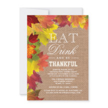 Inbjudan till Thanksgiving för Höst löv överlappni