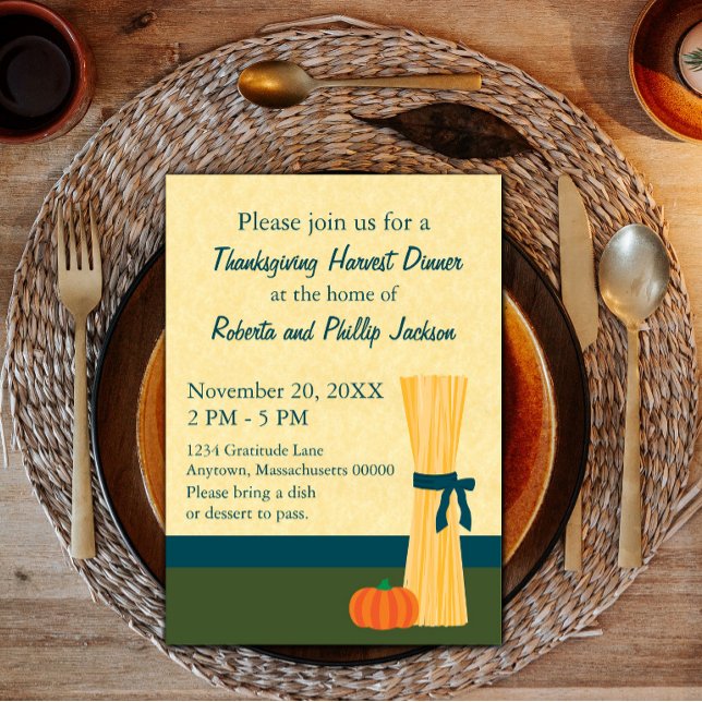 Inbjudan till Thanksgiving för höstskörd (Autumn Harvest Thanksgiving Invitation)