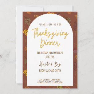 Inbjudan till Thanksgiving för modern Blommigt - m