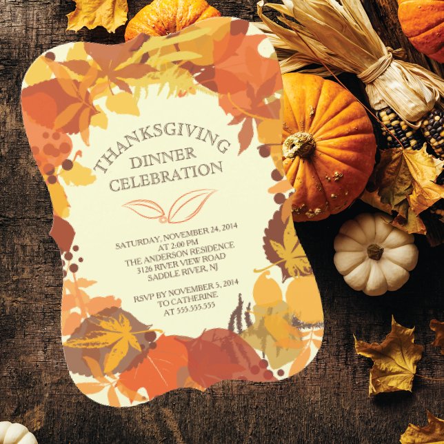 Inbjudan till Thanksgiving för modern höst Löv- (Skapare uppladdad)