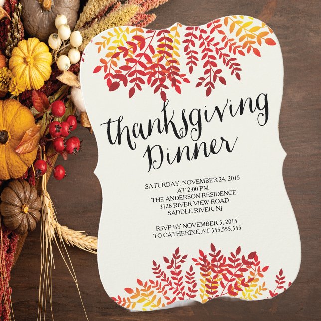 Inbjudan till Thanksgiving för modern höst Löv- (Skapare uppladdad)