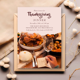 Inbjudan till Thanksgiving för Rustic Photo Dinner