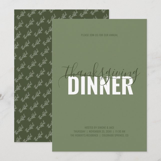 Inbjudan till Thanksgiving för servergrupp för Rus (Fram/baksida)