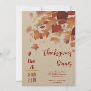 Inbjudan till thanksgiving Höst löv Kärlek under m
