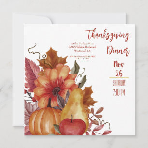 Inbjudan till thanksgiving Höst löv Pumpkin Dinner