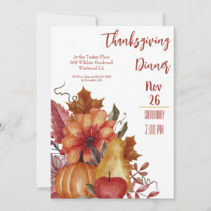 Inbjudan till thanksgiving Höst löv Pumpkin Dinner
