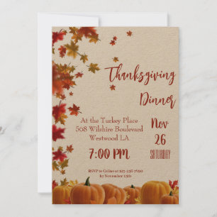 Inbjudan till thanksgiving Höst löv Pumpkin Dinner