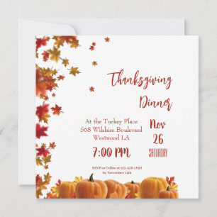 Inbjudan till thanksgiving Höst löv Pumpkin Dinner