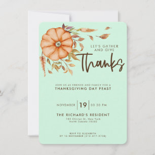 Inbjudan till Thanksgiving Middag Boho Grön Tema