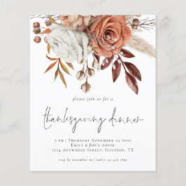 Inbjudan till Thanksgiving om budgetfel Blommigtar
