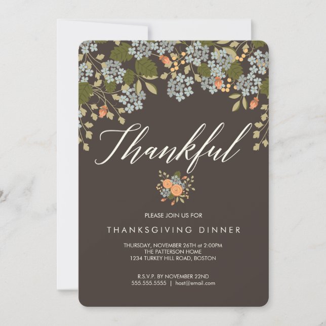 Inbjudan till Thanksgiving på hösten Blommigt - mi (Framsida)