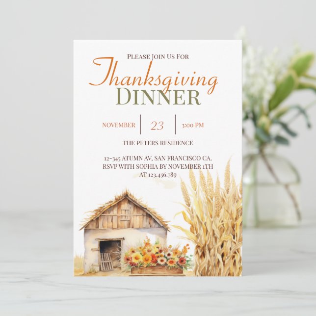 Inbjudan till Thanksgiving på hösten för fallstape (Stående Fram)