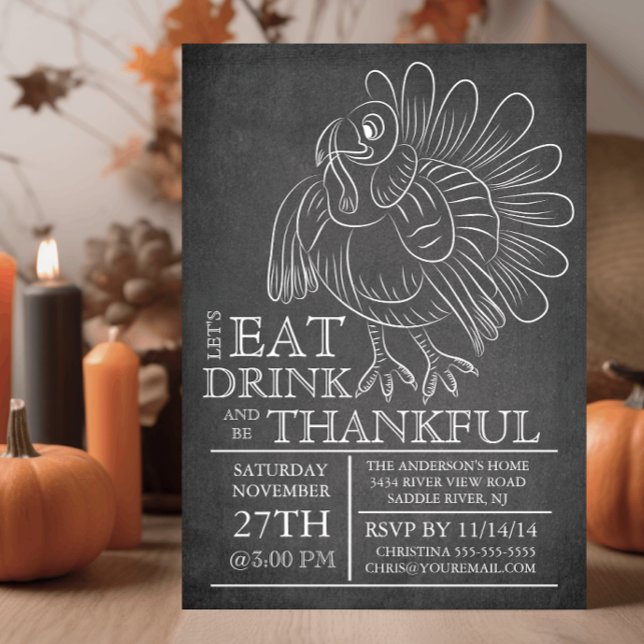 Inbjudan till Thanksgiving på kalktavlan Dag för m (Skapare uppladdad)