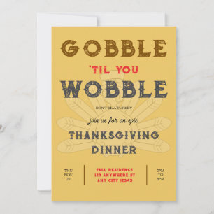 Inbjudan till Thanksgiving på matdagtid för Gobble