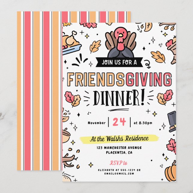 Inbjudan till Thanksgiving på middag (Fram/baksida)