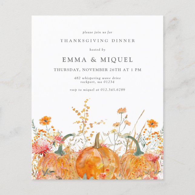 Inbjudan till Thanksgiving på middagstid för BUDGE (Framsida)