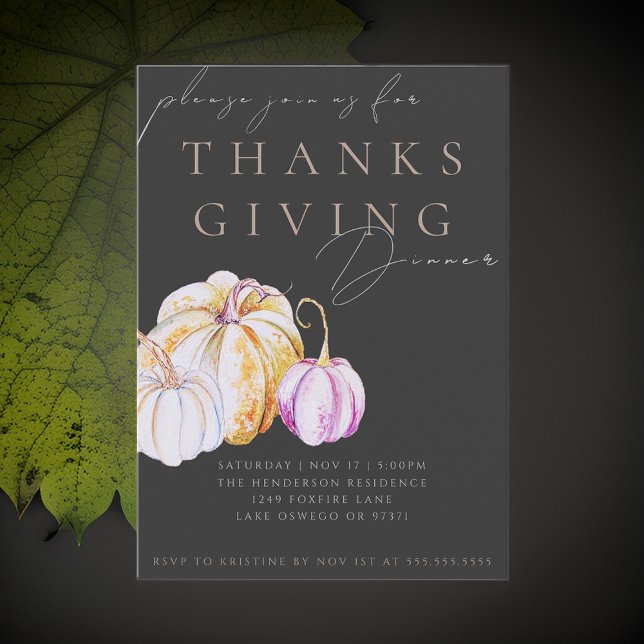 Inbjudan till Thanksgiving på vattenfärgspumpa på  (Skapare uppladdad)