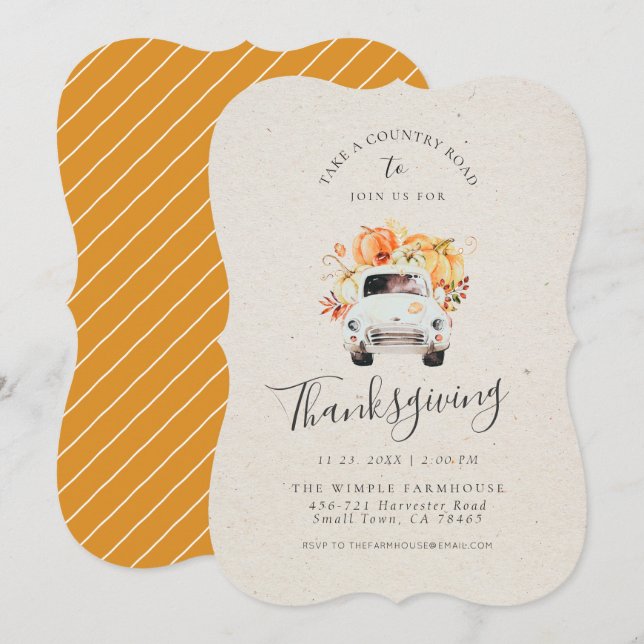 INBJUDAN TILL thanksgiving | Rustic Fall Harvest (Fram/baksida)