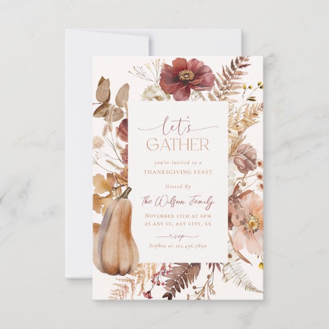 Inbjudan till thanksgiving - vänner - middag (Framsida)