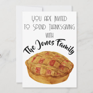 Inbjudan till thanksgiving Watercolor Cherry Paj
