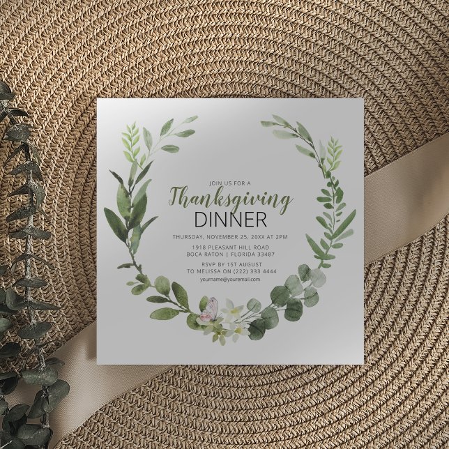 Inbjudan till Thanksgivingen elegant Grey (Skapare uppladdad)