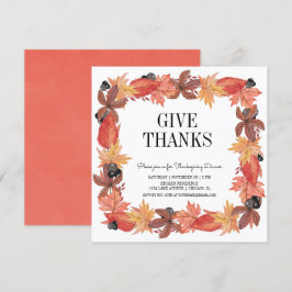 Inbjudan till Thanksgivingen höst löv Ge tack