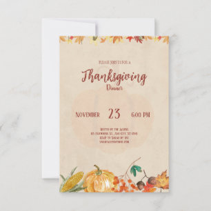 Inbjudan till Thanksgivingen Pumpkin Autumn Löv - 