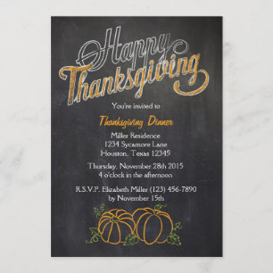 Inbjudan till Thanksgivingen Pumpkin Chalkboard-mi