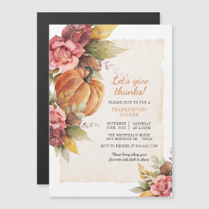 Inbjudan till Thanksgivingen Pumpkin Fall Rustic D Magnetisk Inbjudningskort