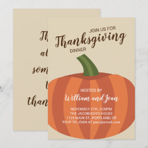Inbjudan till Thanksgivingen Pumpkin Middag Party