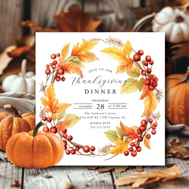 Inbjudan till Thanksgivingen Rustic Autumn Löv (Skapare uppladdad)