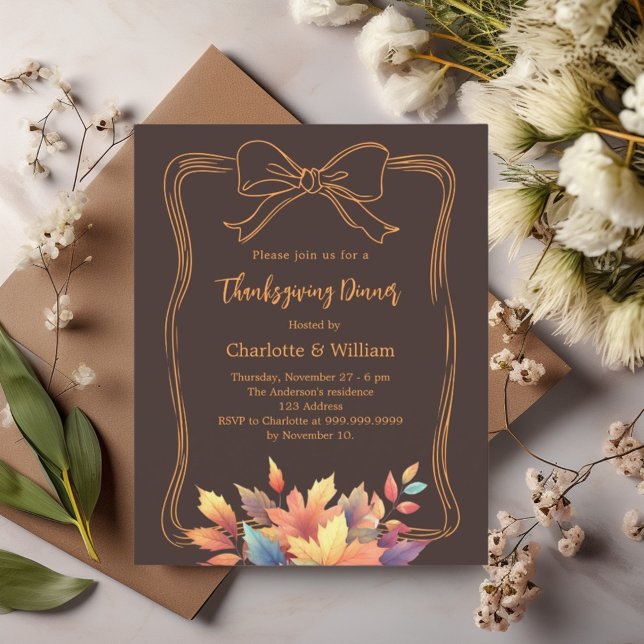 Inbjudan till thanksgivingens buggbistre-brun löv (Skapare uppladdad)