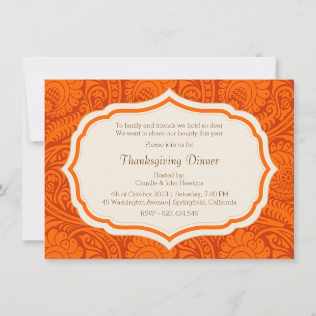 Inbjudan till thanksgivingens Party-dagermask (Framsida)
