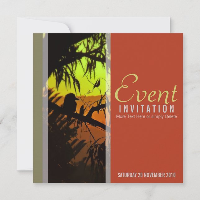 Inbjudan till Tillfällen av Kookaburra Silhouette (Framsida)