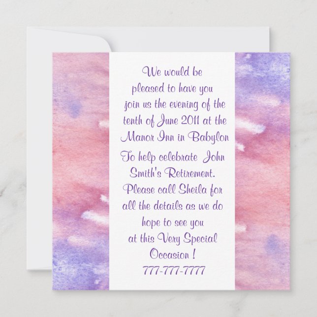 Inbjudan till Tillfällen av vattenfärg (Framsida)