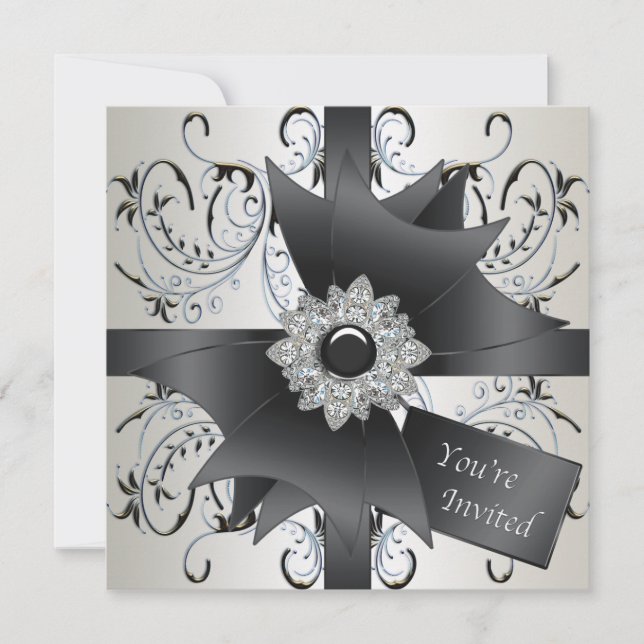 Inbjudan till tillfällen Ivory Blue Black Party (Framsida)