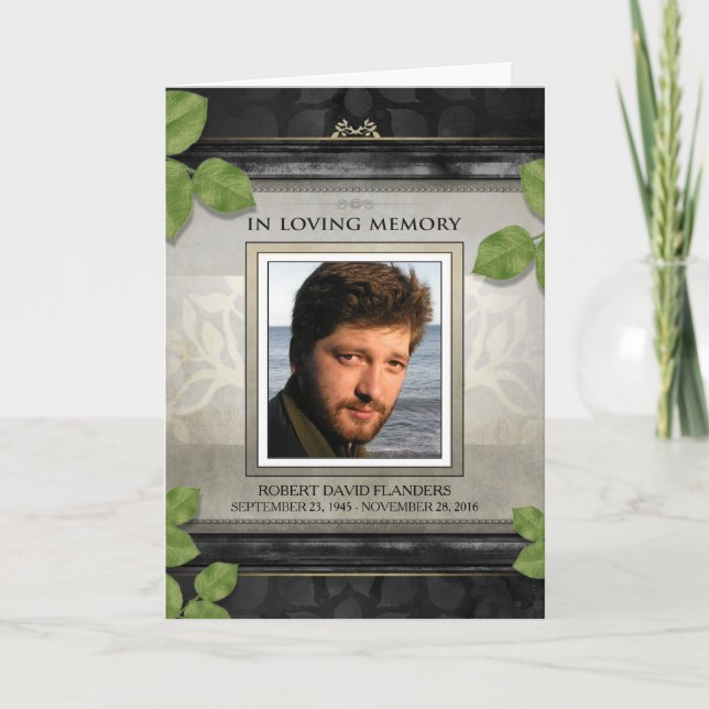 Inbjudan till tjänsten Photo Memorial i Black Guld (Framsida)