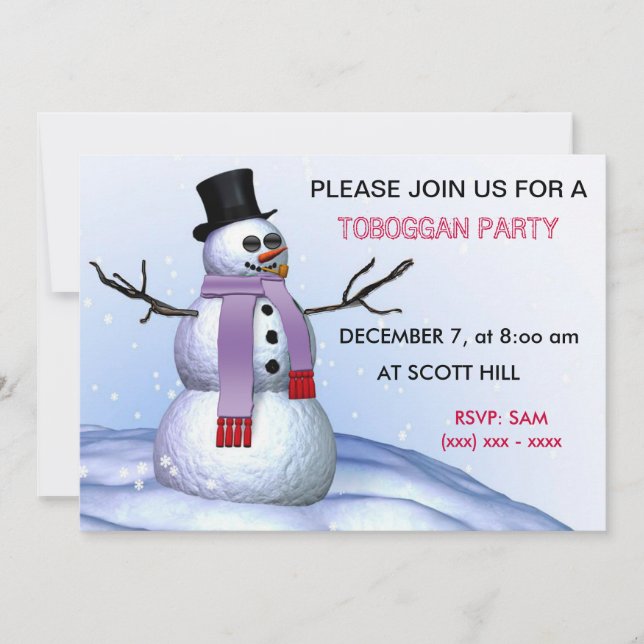 Inbjudan till Toboggan Party (Framsida)