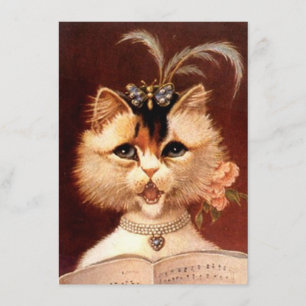 Inbjudan till tom part Vintage Parlor Cat Singing