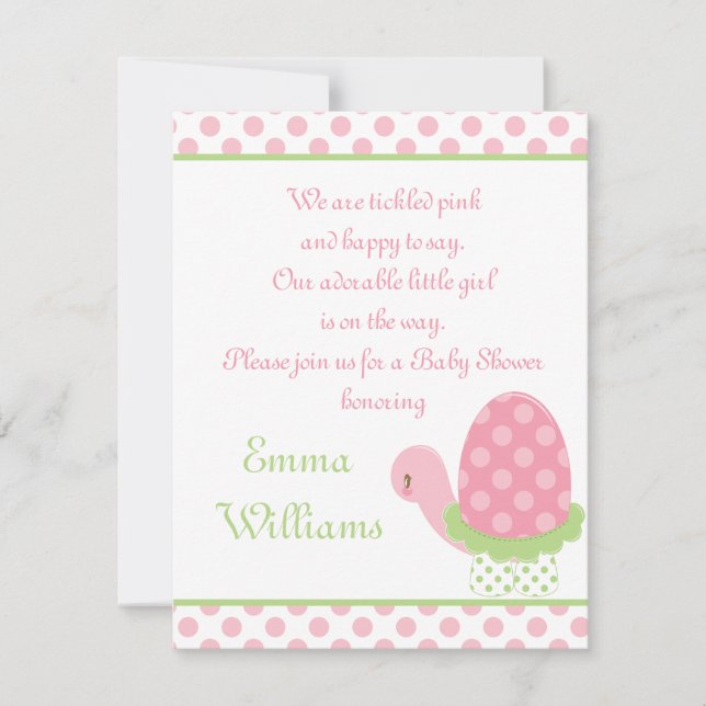 Inbjudan till Tootsie Turtle Baby Shower 4,25 x 5, (Framsida)