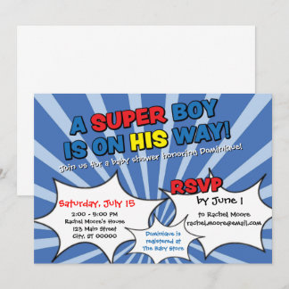 Inbjudan till toppen Hero Boy Baby Shower