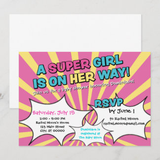 Inbjudan till Toppen Hero Girl Baby Shower