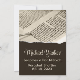 Inbjudan till Torah Parshah Citat Hebrew Pub Mitzv