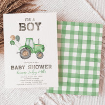 Inbjudan till Tractor Baby Shower | Grönt Tractor