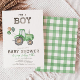 Inbjudan till Tractor Baby Shower | Grönt Tractor