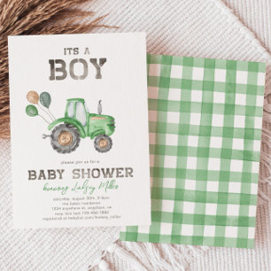 Inbjudan till Tractor Baby Shower Grönt Tractor