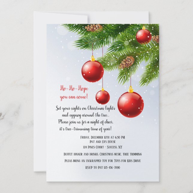 Inbjudan till träd beskärningsfest (Framsida)