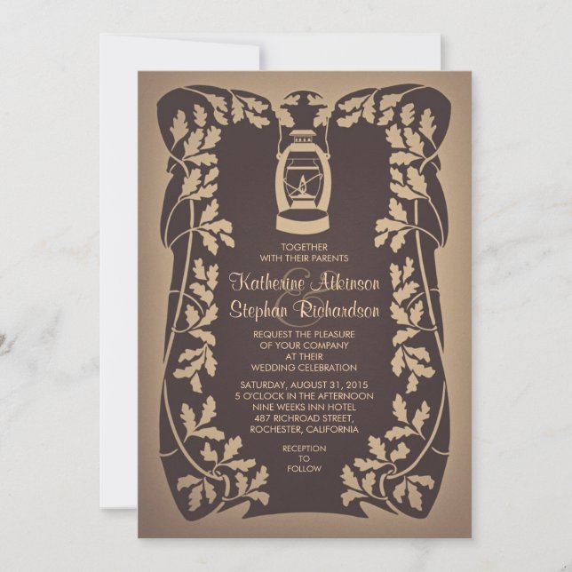 Inbjudan till Träd Lantern Rustic Wedding (Framsida)