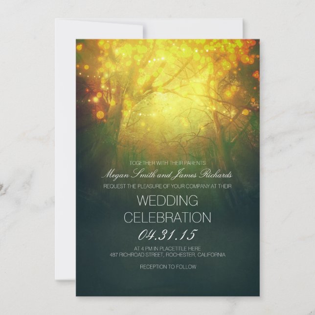 Inbjudan till Träd & Ljus Rustic Wedding (Framsida)