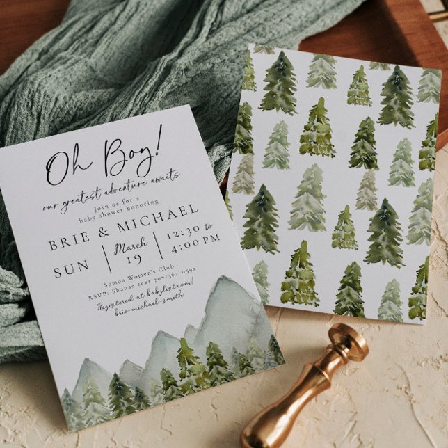 Inbjudan till träd och Mountain Baby Shower (Skapare uppladdad)